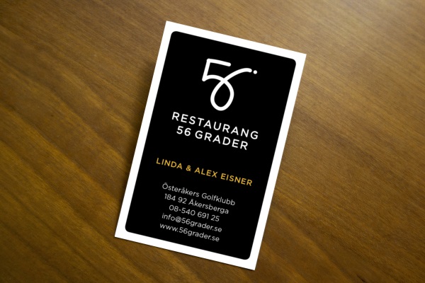Restaurang 56 Grader visitkort på bord